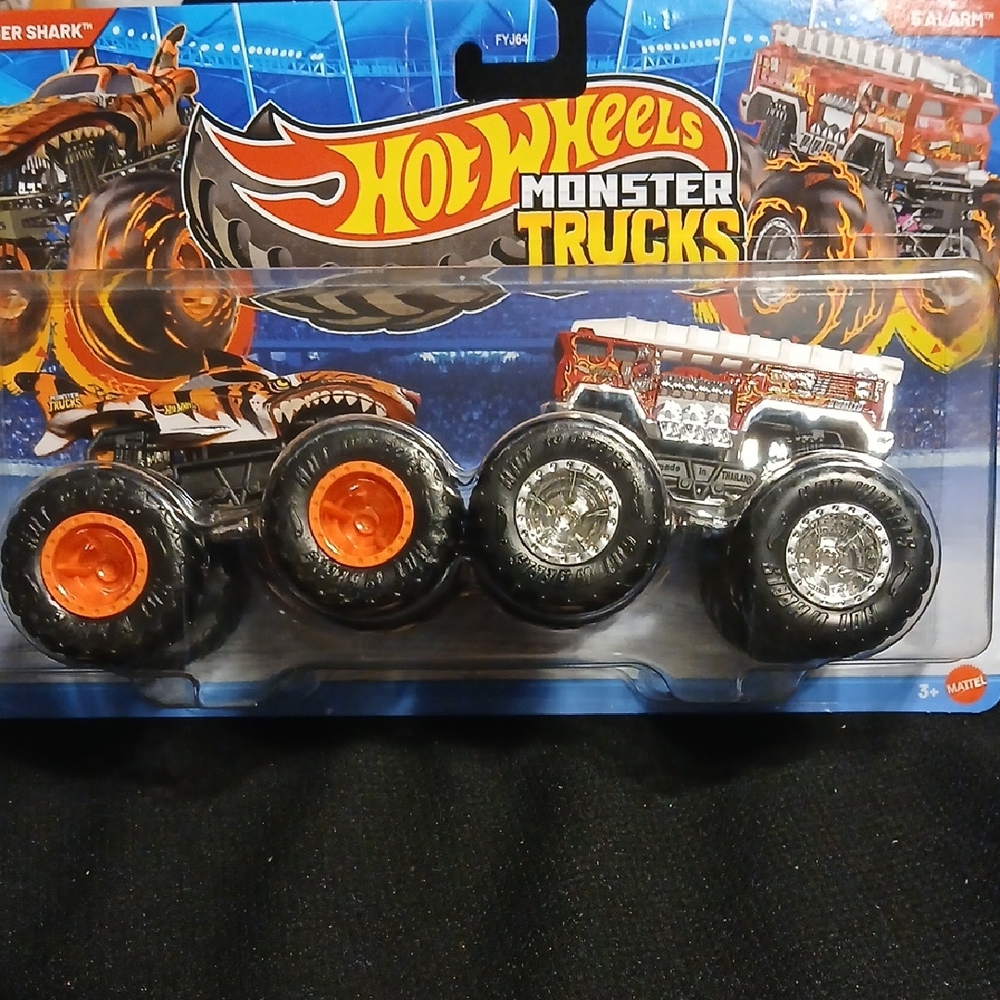 Tiger SHARK AND 5 ALARM Hot Wheels Monster TRUCK DUO